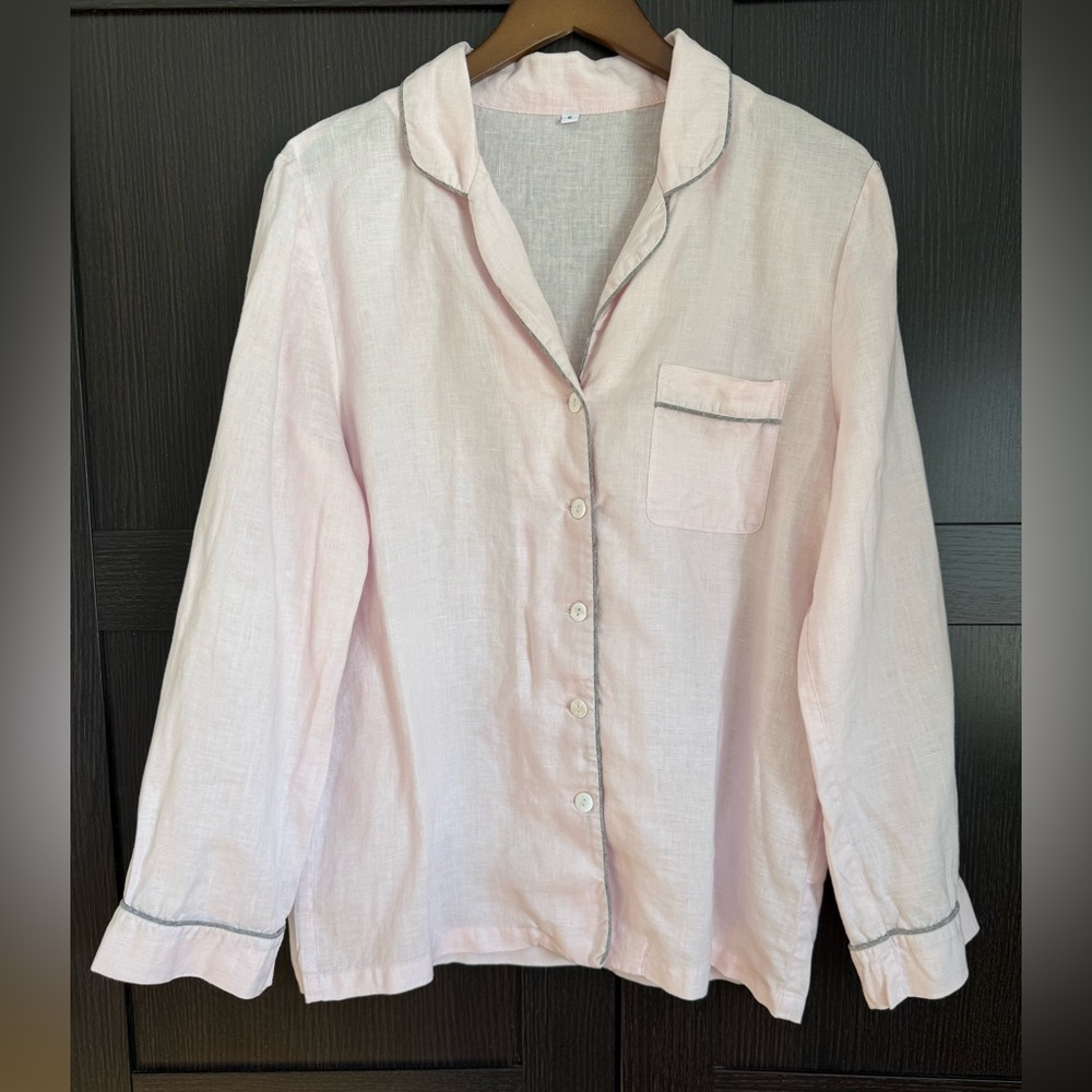 Piglet in Bed - Blush Pink Linen Pajama Shorts Set
